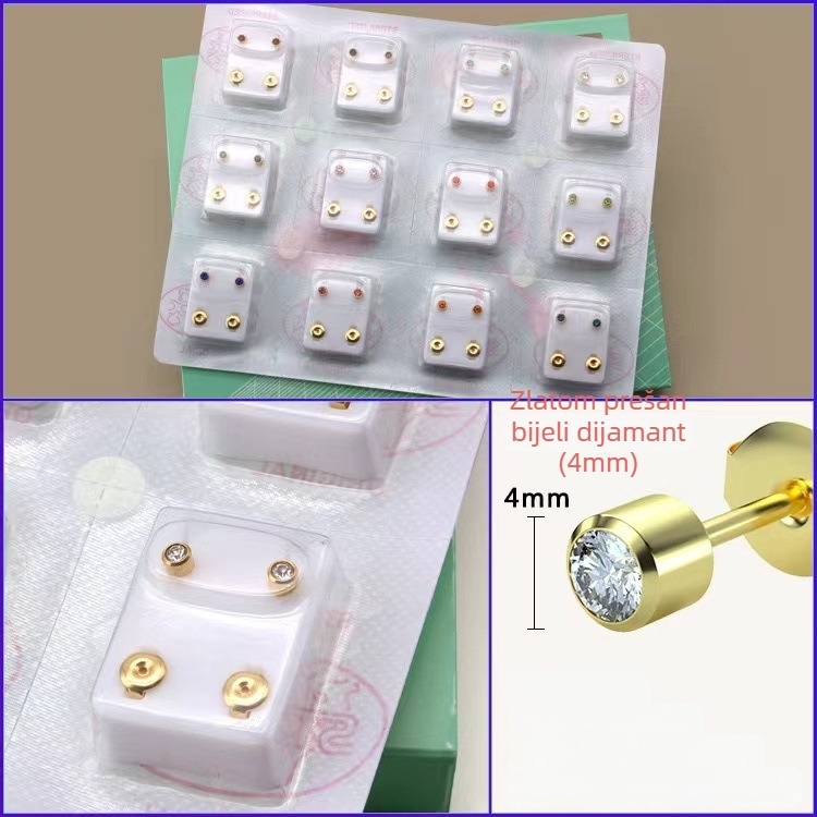 Pištolj za piercing uha – 316 inox, elektroplatiranje, unisex, jednostavan stil, krug, srce, pet zvjezdica