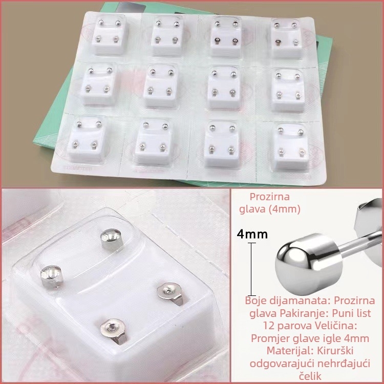 Pištolj za piercing uha – 316 inox, elektroplatiranje, unisex, jednostavan stil, krug, srce, pet zvjezdica