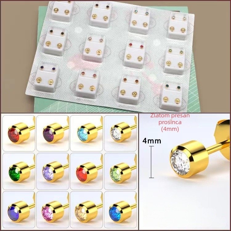 Pištolj za piercing uha – 316 inox, elektroplatiranje, unisex, jednostavan stil, krug, srce, pet zvjezdica