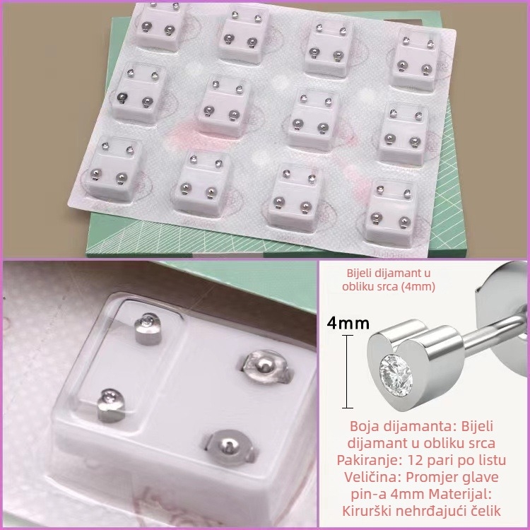 Pištolj za piercing uha – 316 inox, elektroplatiranje, unisex, jednostavan stil, krug, srce, pet zvjezdica