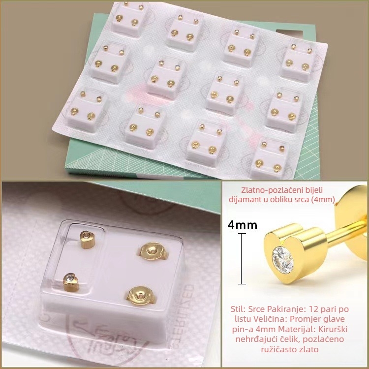 Pištolj za piercing uha – 316 inox, elektroplatiranje, unisex, jednostavan stil, krug, srce, pet zvjezdica