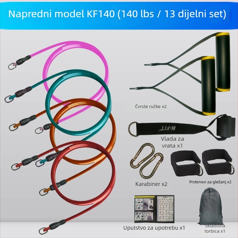 Latex žica napuhanja za kućne vježbe – snaga ruku, proširenje prsa, trening otpora – 135×1600