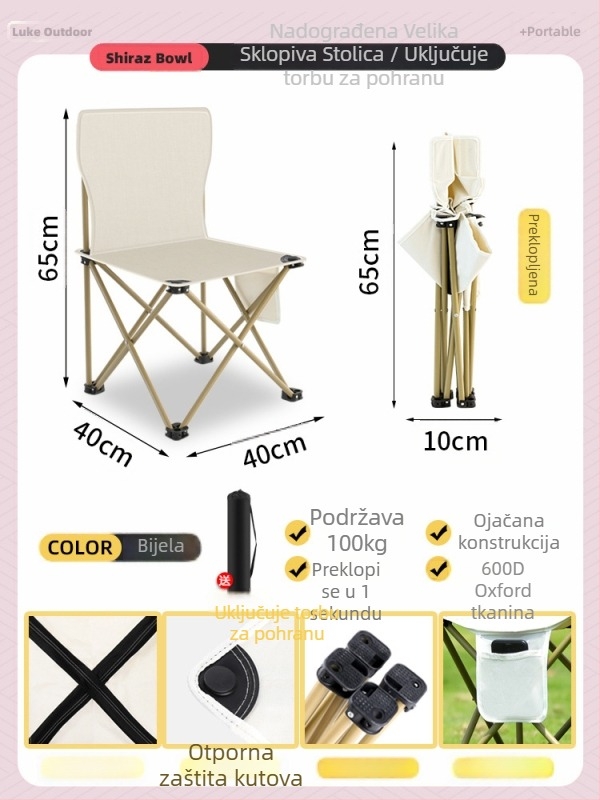 Metalni vanjski sklopivi set stola i stolice, prijenosna kamping i putna oprema