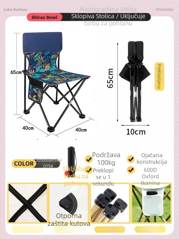 Metalni vanjski sklopivi set stola i stolice, prijenosna kamping i putna oprema