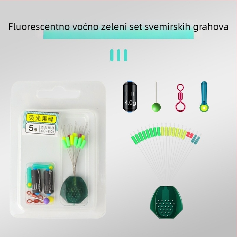 Silikonski set dodataka za ribarsku liniju – komplet šarenih prstena i komponenti