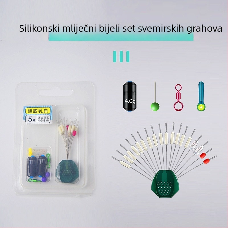 Silikonski set dodataka za ribarsku liniju – komplet šarenih prstena i komponenti