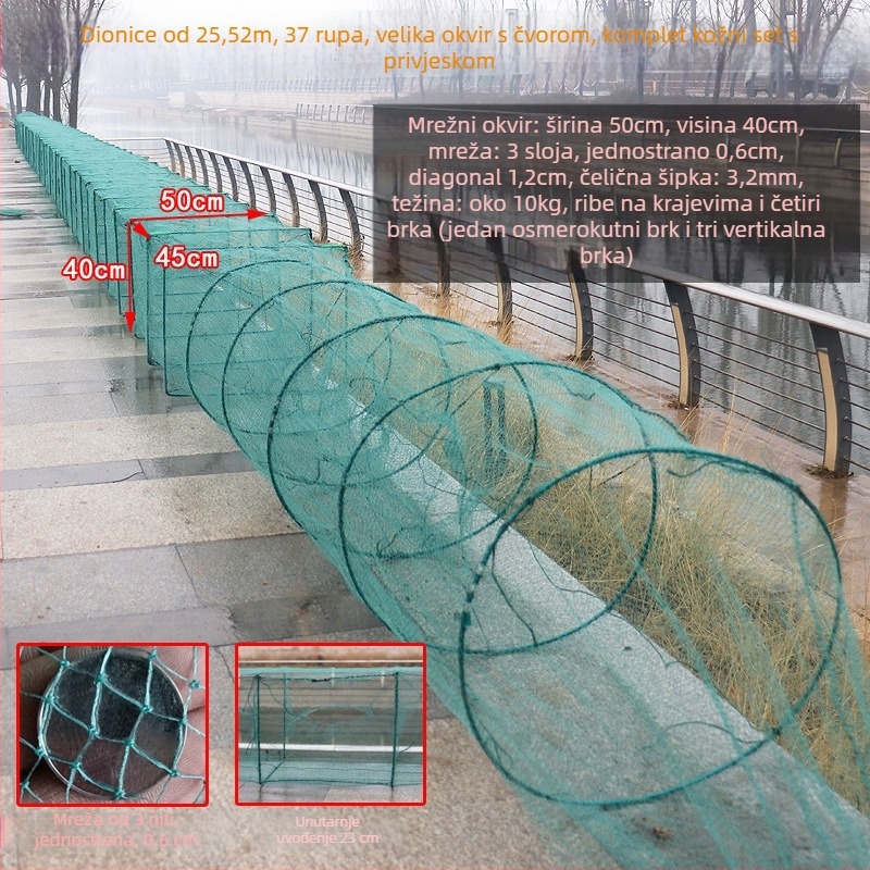 Sklopiva velika mrežasta kutija za škampe i rakove — polietilenska konstrukcija