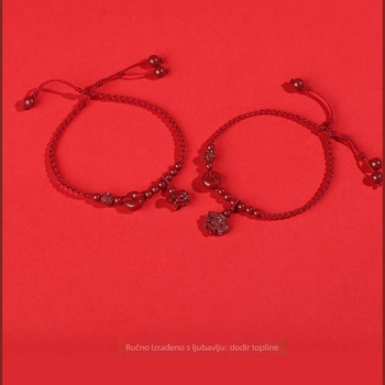 Ankleta od prirodnog cinnabara, tema zodijak, pleteni