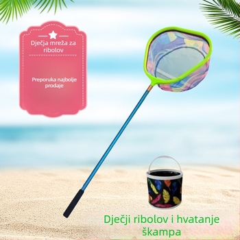 Dječja teleskopijska mreža za ribolov od nehrđajućeg čelika s fino mrežom i visokom gustoćom – nosivost 5 kg