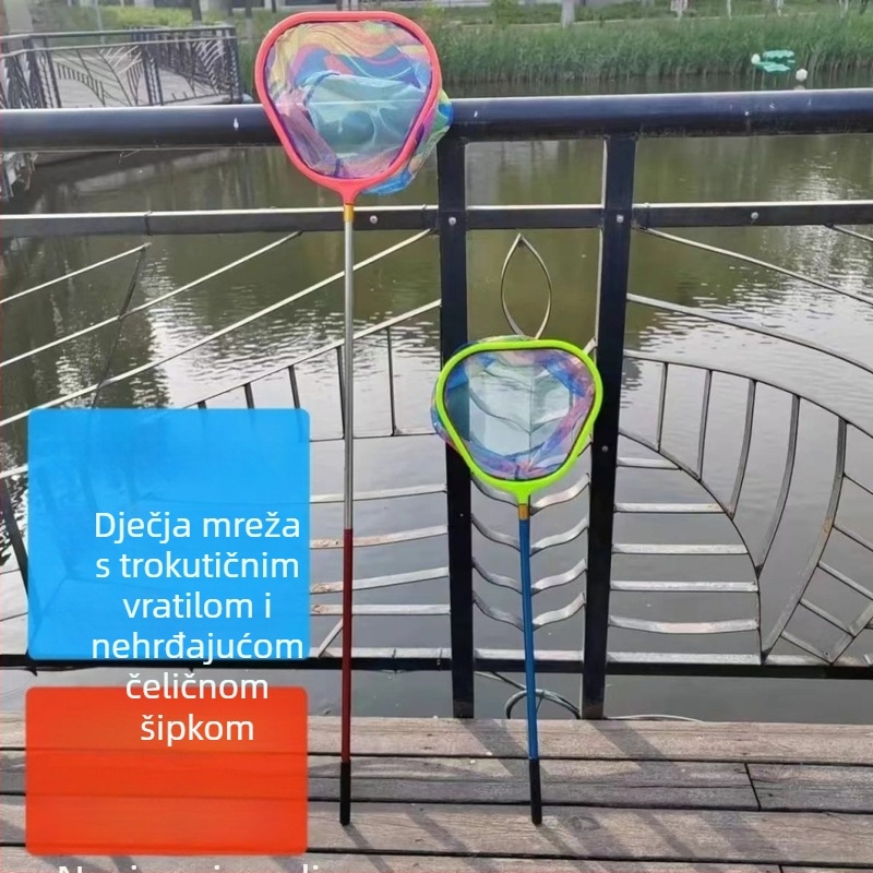 Dječja teleskopijska mreža za ribolov od nehrđajućeg čelika s fino mrežom i visokom gustoćom – nosivost 5 kg