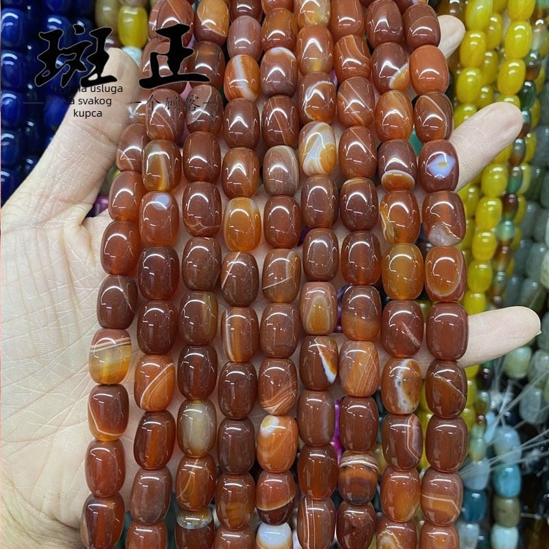 Prirodne agatne cilindrične perle i labave perle za DIY kristalne bubnjeve, komponente za nakit, distanceri i poluproizvodi za odjeću.