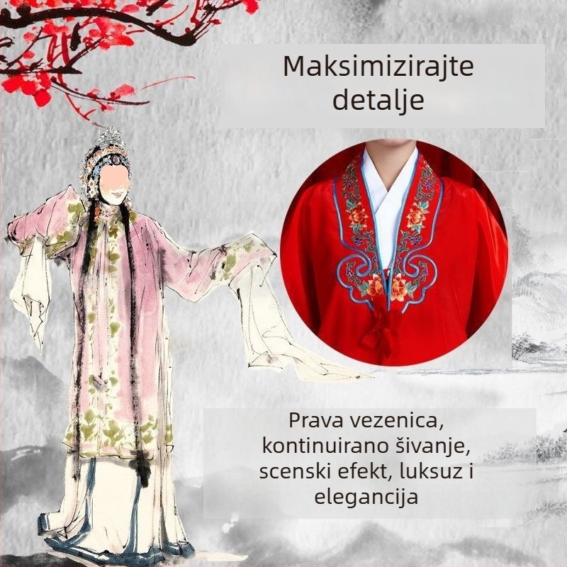 Opera kostim set s vodorukavima za Yue/Huangmei/Peking operu; unisex; glatka tkanina; spandeks 70–80%; proljeće 2025