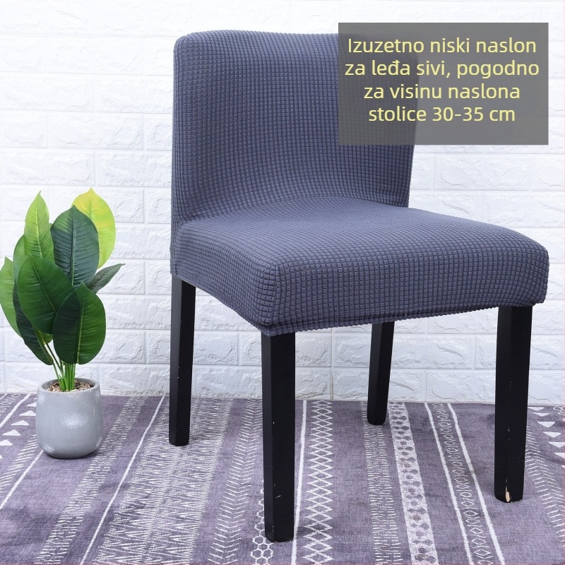 Navlaka za stolac s izuzetno niskim naslonom, elastična polar fleece tkanina, navlaka za polovicu stolca; geometrijski mrežasti uzorak; otporna na habanje i prašinu.