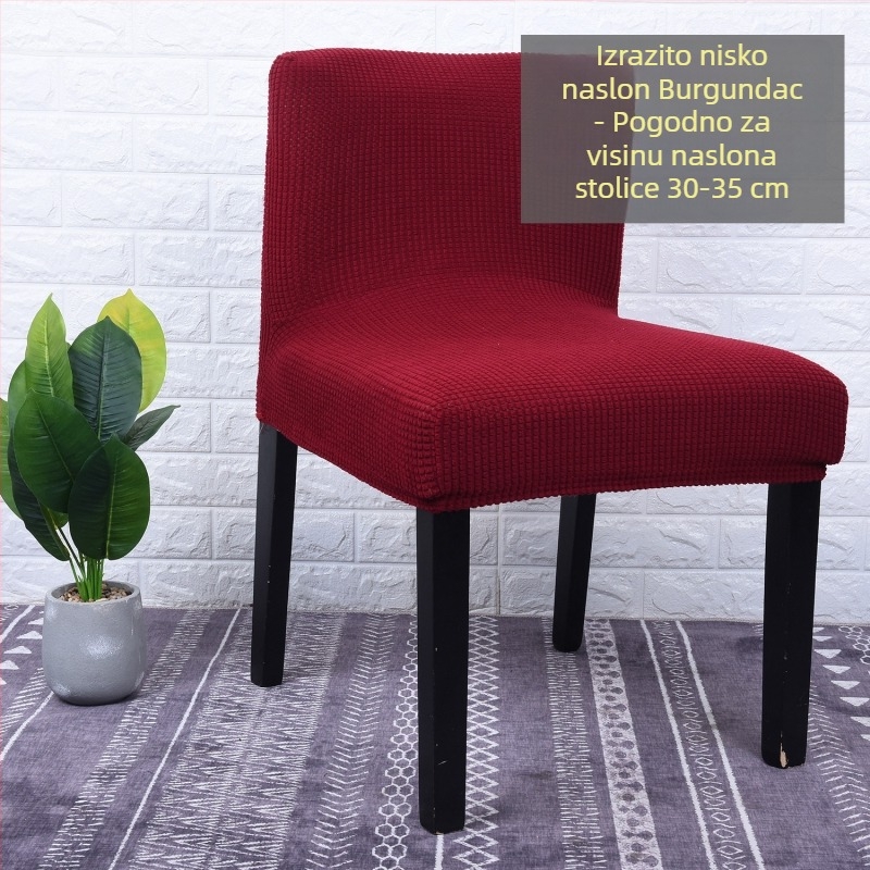 Navlaka za stolac s izuzetno niskim naslonom, elastična polar fleece tkanina, navlaka za polovicu stolca; geometrijski mrežasti uzorak; otporna na habanje i prašinu.