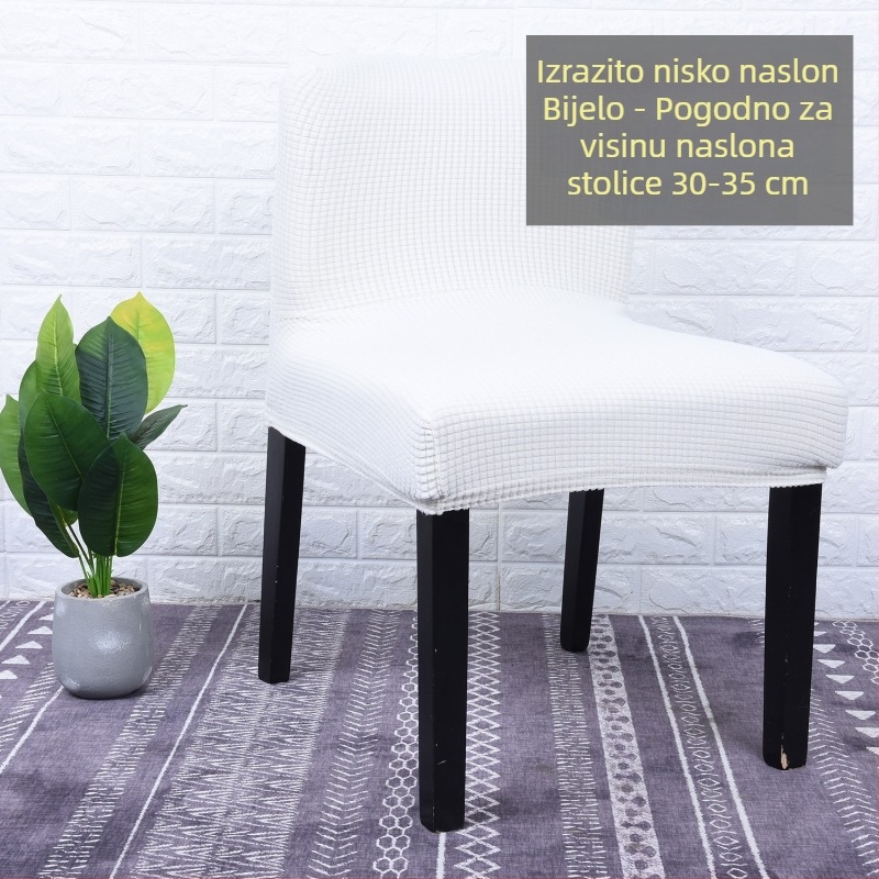 Navlaka za stolac s izuzetno niskim naslonom, elastična polar fleece tkanina, navlaka za polovicu stolca; geometrijski mrežasti uzorak; otporna na habanje i prašinu.