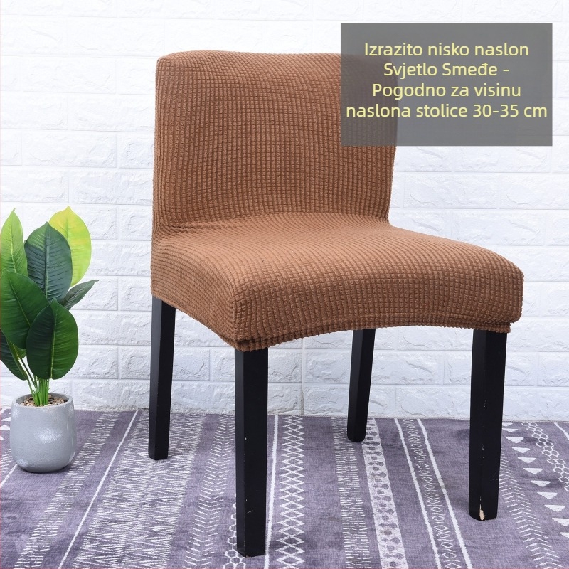 Navlaka za stolac s izuzetno niskim naslonom, elastična polar fleece tkanina, navlaka za polovicu stolca; geometrijski mrežasti uzorak; otporna na habanje i prašinu.