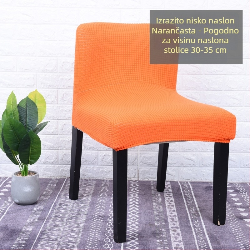 Navlaka za stolac s izuzetno niskim naslonom, elastična polar fleece tkanina, navlaka za polovicu stolca; geometrijski mrežasti uzorak; otporna na habanje i prašinu.