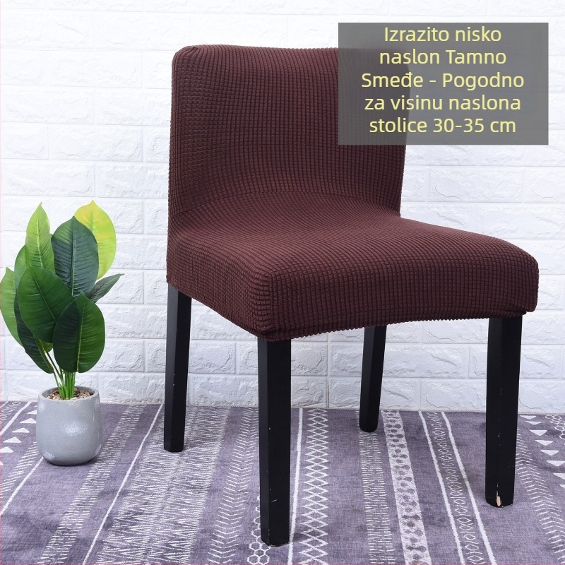 Navlaka za stolac s izuzetno niskim naslonom, elastična polar fleece tkanina, navlaka za polovicu stolca; geometrijski mrežasti uzorak; otporna na habanje i prašinu.