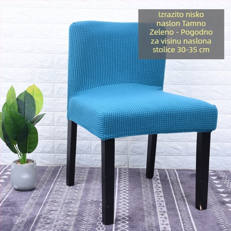 Navlaka za stolac s izuzetno niskim naslonom, elastična polar fleece tkanina, navlaka za polovicu stolca; geometrijski mrežasti uzorak; otporna na habanje i prašinu.