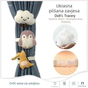 Slatke karikature kaiševa za zavjese za dječju sobu – bez bušenja, jednostavna dekoracija