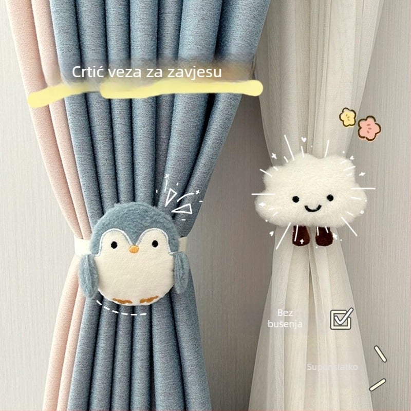 Slatke karikature kaiševa za zavjese za dječju sobu – bez bušenja, jednostavna dekoracija