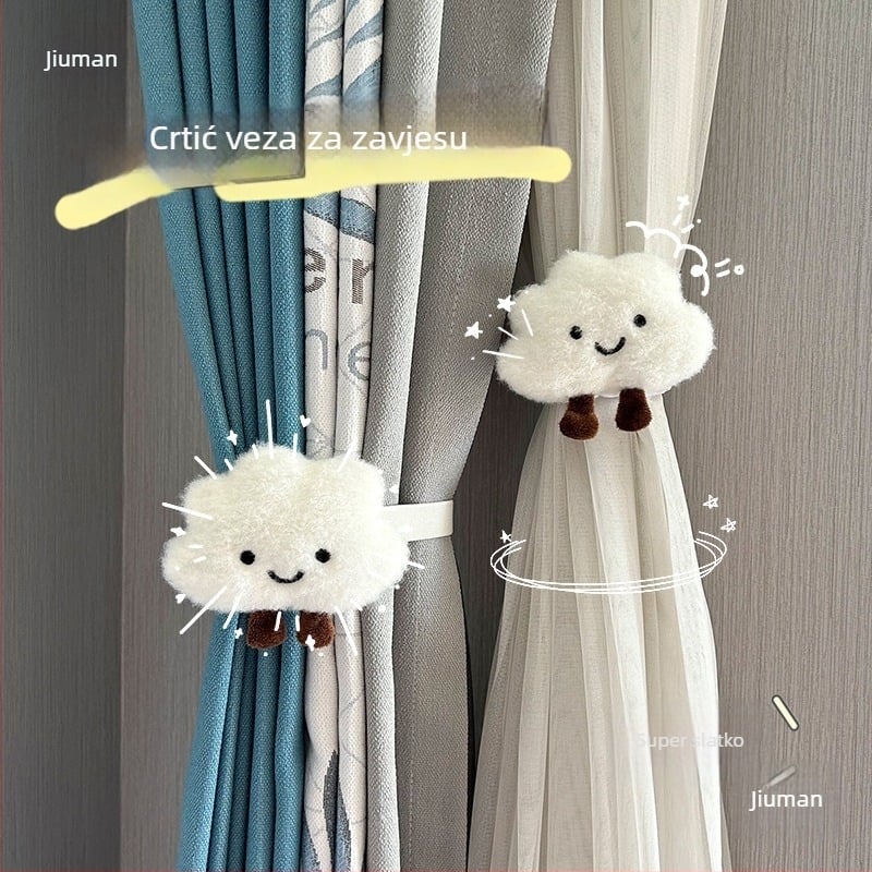 Slatke karikature kaiševa za zavjese za dječju sobu – bez bušenja, jednostavna dekoracija