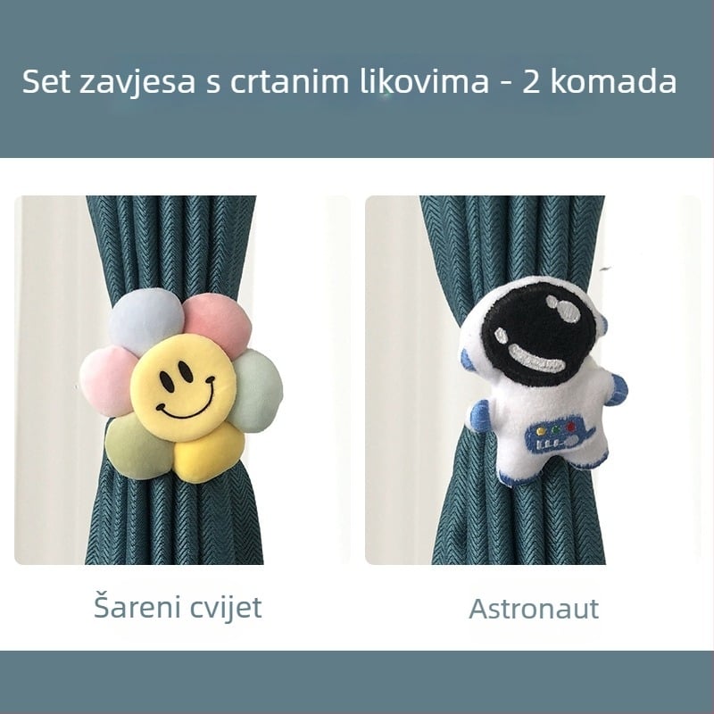 Slatke karikature kaiševa za zavjese za dječju sobu – bez bušenja, jednostavna dekoracija