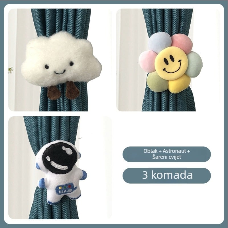 Slatke karikature kaiševa za zavjese za dječju sobu – bez bušenja, jednostavna dekoracija