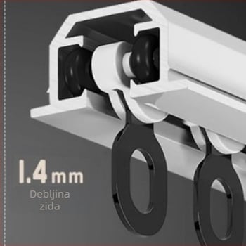 Ugrađena šina za zavjese s fleksibilnim kliznim vodilom, aluminijska legura, model NQG, tiha ležišta, moderni minimalistički stil