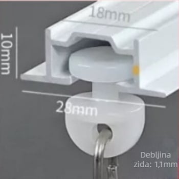 Ugrađena šina za zavjese s fleksibilnim kliznim vodilom, aluminijska legura, model NQG, tiha ležišta, moderni minimalistički stil