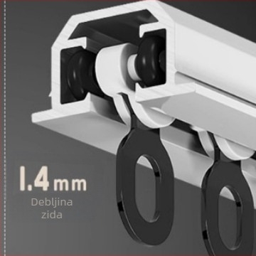 Ugrađena šina za zavjese s fleksibilnim kliznim vodilom, aluminijska legura, model NQG, tiha ležišta, moderni minimalistički stil
