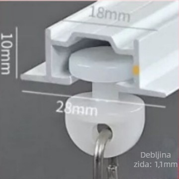 Ugrađena šina za zavjese s fleksibilnim kliznim vodilom, aluminijska legura, model NQG, tiha ležišta, moderni minimalistički stil