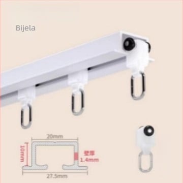 Ugrađena šina za zavjese s fleksibilnim kliznim vodilom, aluminijska legura, model NQG, tiha ležišta, moderni minimalistički stil