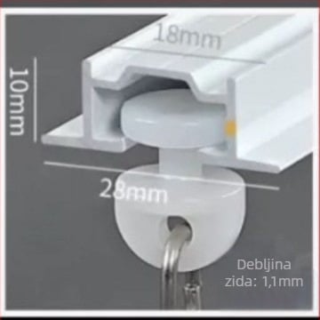 Ugrađena šina za zavjese s fleksibilnim kliznim vodilom, aluminijska legura, model NQG, tiha ležišta, moderni minimalistički stil