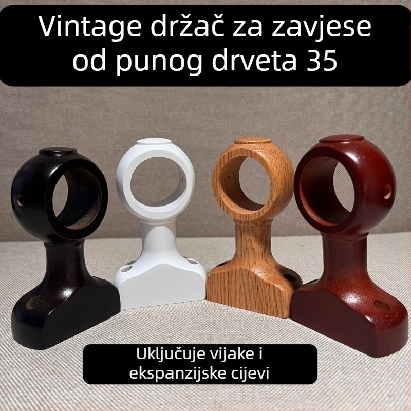 Držač zavjesne šipke, zidni, jednostrani – Materijal: masivno drvo; Marka: Unique; Stil: Drugo