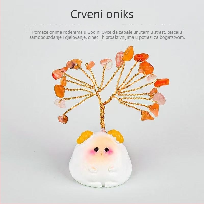 Dvanaest znakova zodijaka – kristalno stablo za ukras, kategorija: nerafinirani kristal, stil: moderni minimalizam