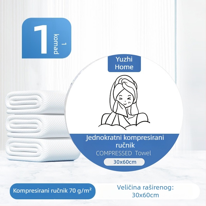 Jednokratni komprimirani ručnik za kupanje od biljnog vlakna, 50 g ili više, individualno pakiran, prenosni ručnik za lice za putovanja