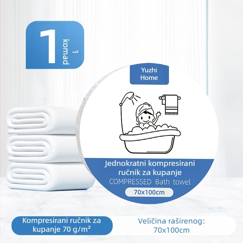 Jednokratni komprimirani ručnik za kupanje od biljnog vlakna, 50 g ili više, individualno pakiran, prenosni ručnik za lice za putovanja