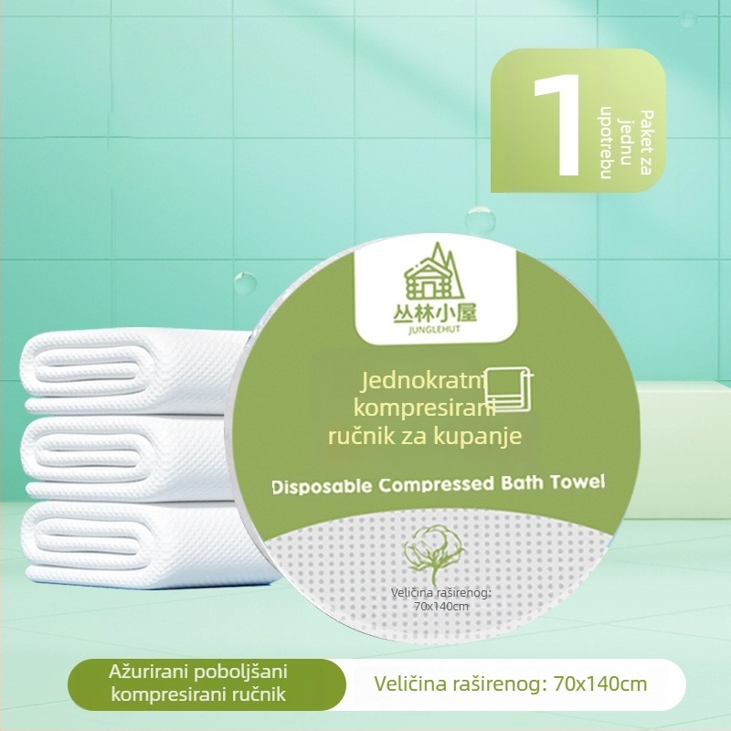 Jednokratni komprimirani ručnik za kupanje od biljnog vlakna, 50 g ili više, individualno pakiran, prenosni ručnik za lice za putovanja