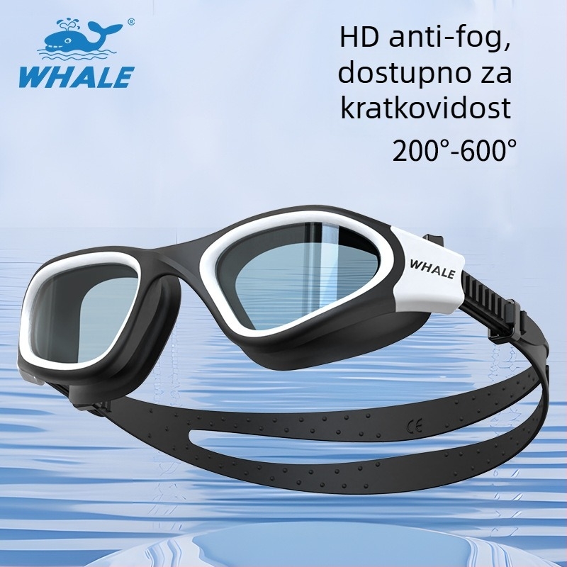 Whale plivačke naočale s receptom, prilagođene za kratkovidnost, leće od polikarbonata, model Cf-7200