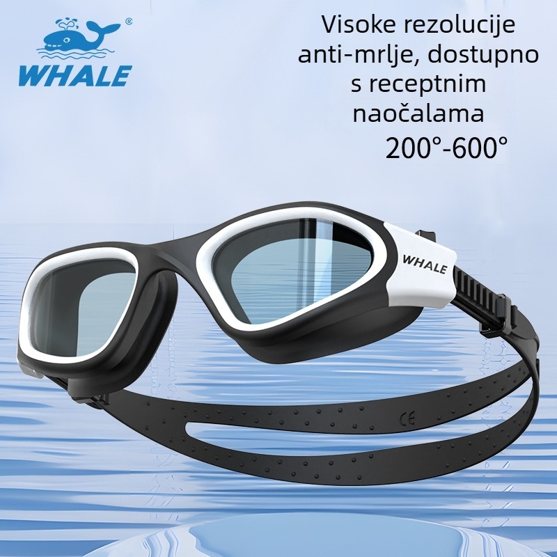 Whale plivačke naočale s receptom, prilagođene za kratkovidnost, leće od polikarbonata, model Cf-7200