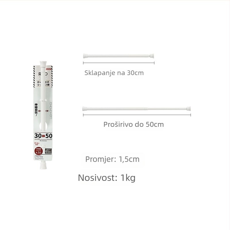 Držač za zavjesnu šipku bez bušenja, teleskopska šipka, plastični materijal, nosivost 5 kg, japanski stil, 2 komada