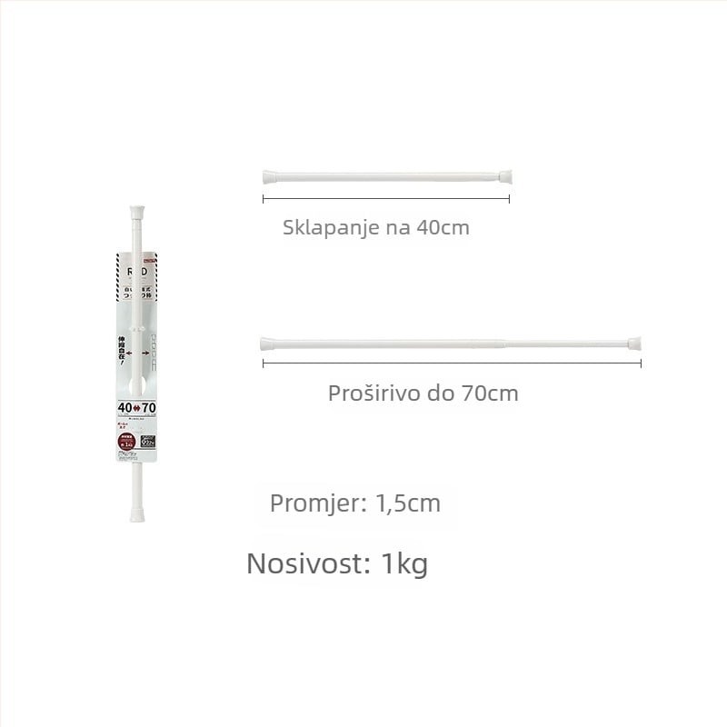 Držač za zavjesnu šipku bez bušenja, teleskopska šipka, plastični materijal, nosivost 5 kg, japanski stil, 2 komada
