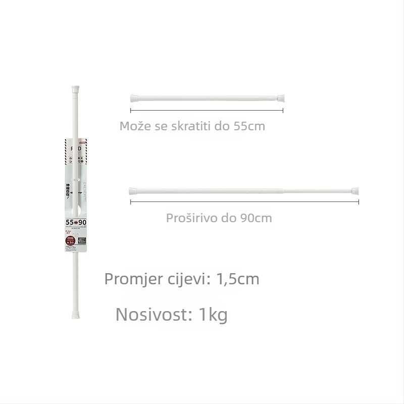 Držač za zavjesnu šipku bez bušenja, teleskopska šipka, plastični materijal, nosivost 5 kg, japanski stil, 2 komada