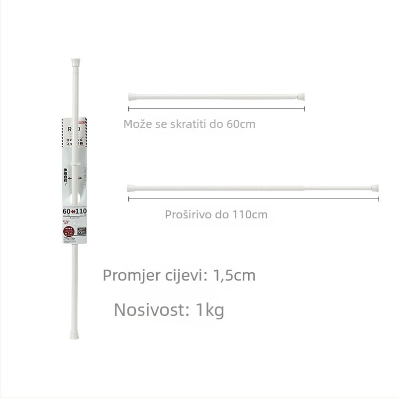 Držač za zavjesnu šipku bez bušenja, teleskopska šipka, plastični materijal, nosivost 5 kg, japanski stil, 2 komada