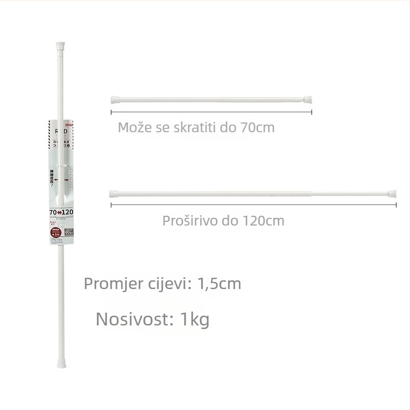 Držač za zavjesnu šipku bez bušenja, teleskopska šipka, plastični materijal, nosivost 5 kg, japanski stil, 2 komada