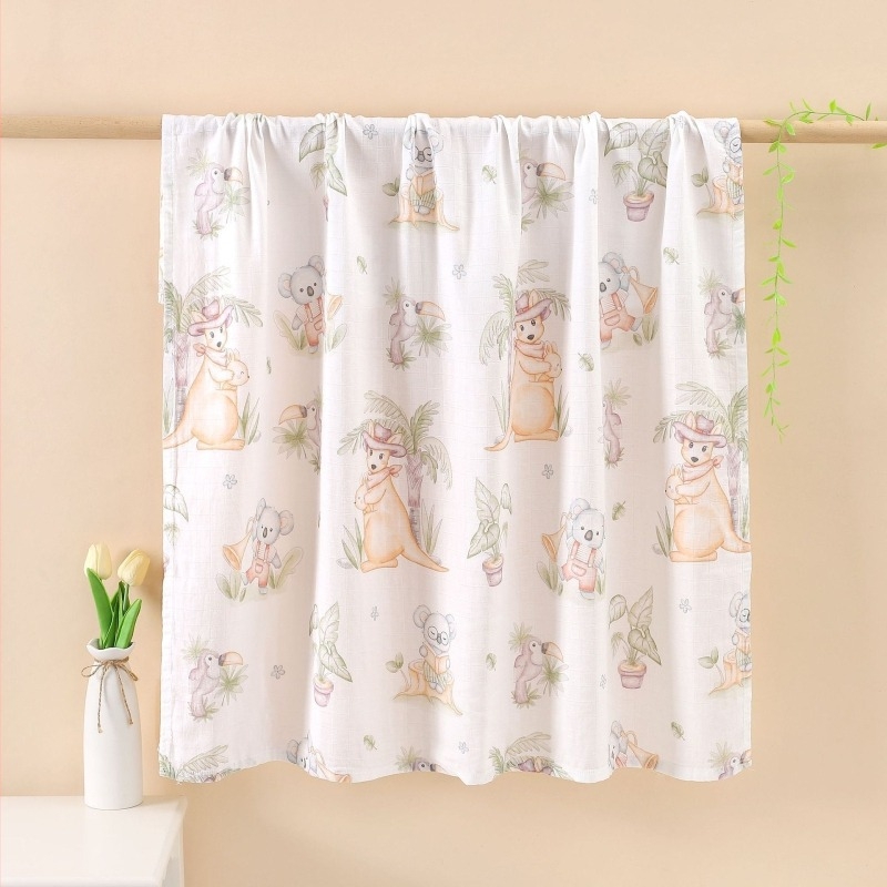 Wrap od bambusovih vlakana za novorođenčad, crtani motiv životinja, pogodno za proljeće, ljeto i jesen