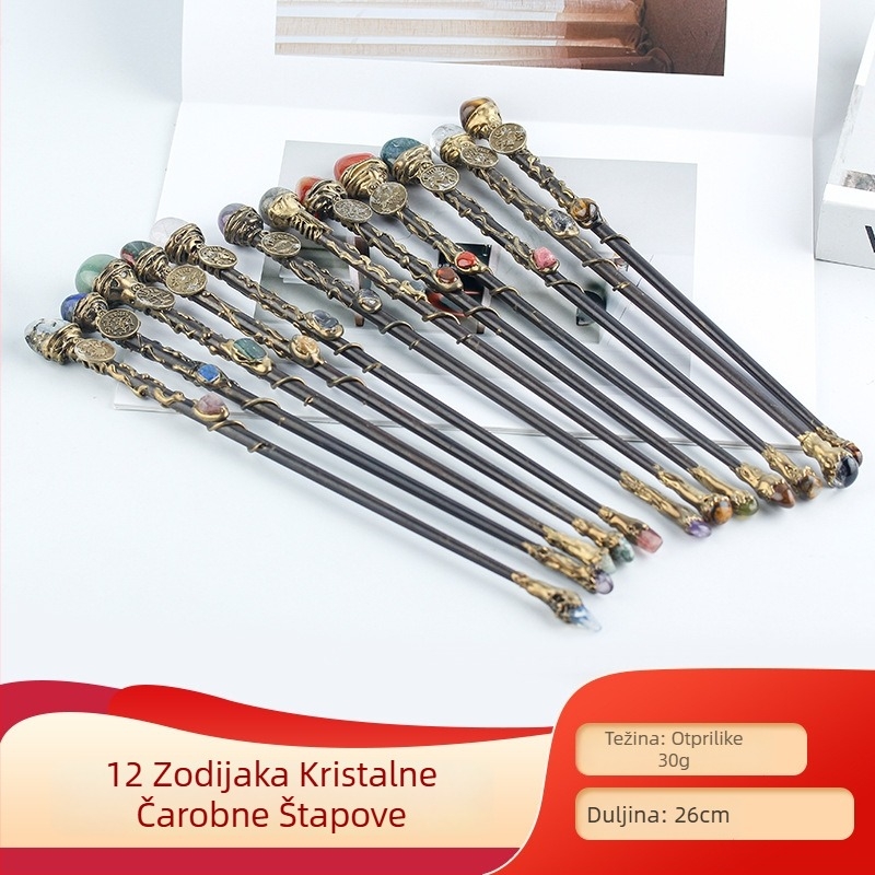 Kristalni štapić Nordic elf sa dvanaest znamenja zodijaka, minimalistički dizajn, pakiranje u poklon kutiju