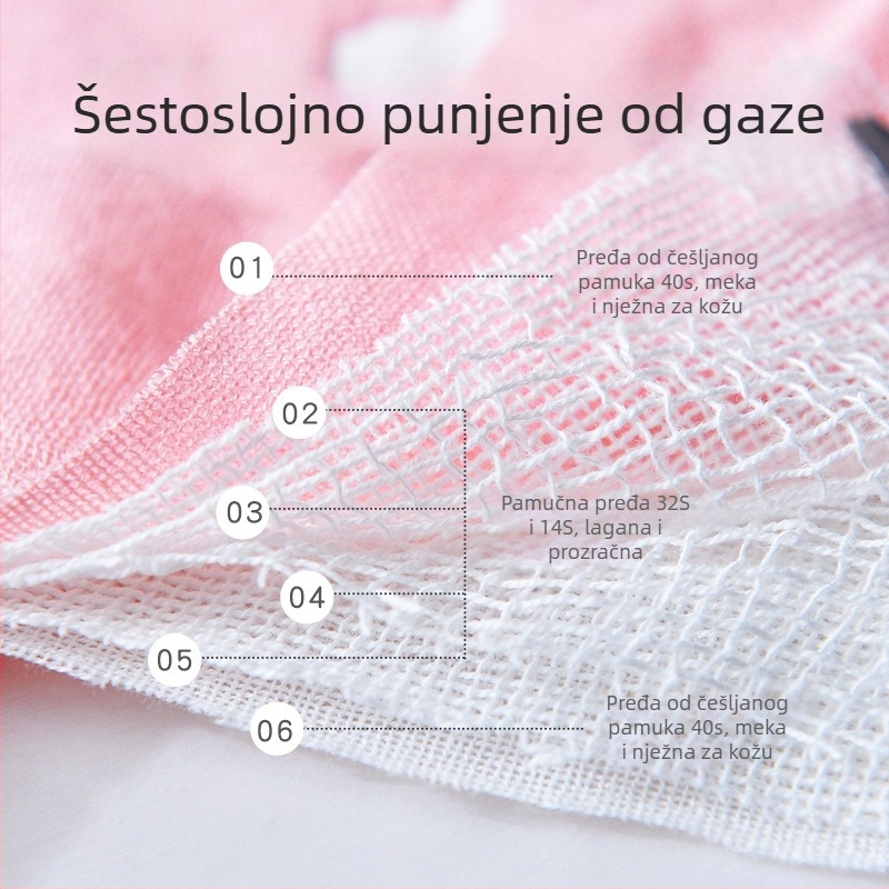 Drizzle šest slojeva gaze deka za bebe, 100% pamuk, ljetna deka za san