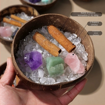Kristalni difuzni kamen u zdjeli od kokosove ljuske za pohranu nakita i stolnu dekoraciju • Značka: Appen Crystal Crafts • Materijal: Kristal • Kategorija: Geometrija • Stil: Moderna jednostavnost • Pakiranje: PP vrećica
